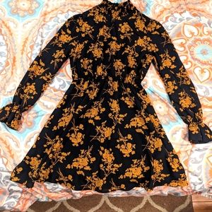 Cupshe Black and Orange Floral Dress Size Medium